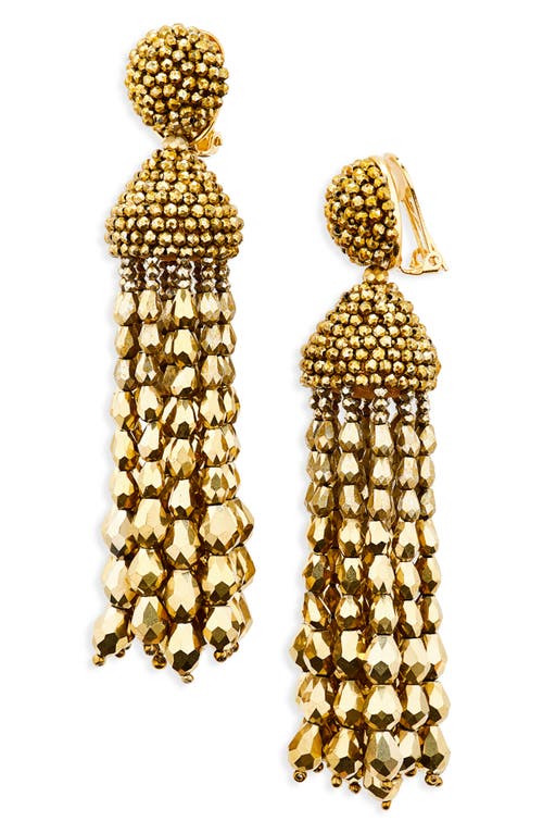 Oscar De La Renta Beaded Chandelier Clip-on Earrings In Gold