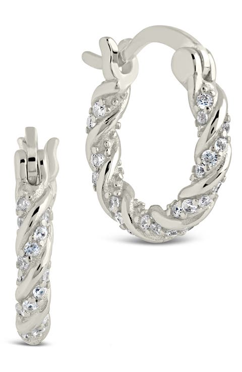 Ruthie Cubic Zirconia Twisted Huggie Hoop Earrings