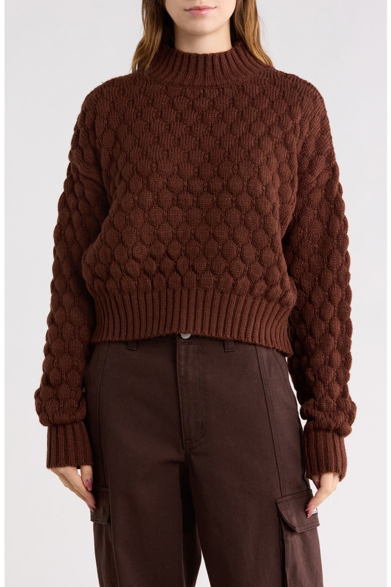 Bubble Knit Crop Sweater, Main, color, CHESTNUT