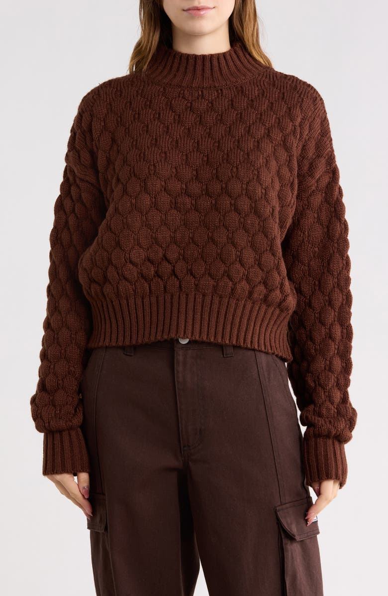 Elodie Bubble Knit Crop Sweater, Main, color, Chestnut