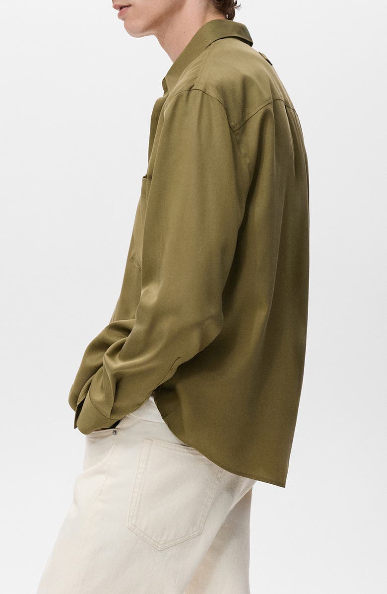 MANGO Relaxed Fit Button-Up Shirt, Alternate, color, Olive Green