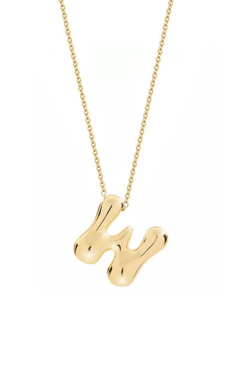 Puffed Initial Pendant Necklace