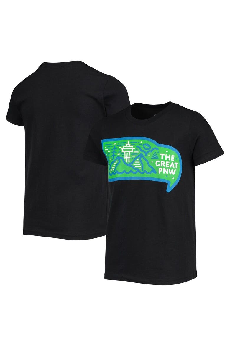 Youth THE GREAT PNW Black Seattle Seahawks United T-Shirt, Main, color, Black