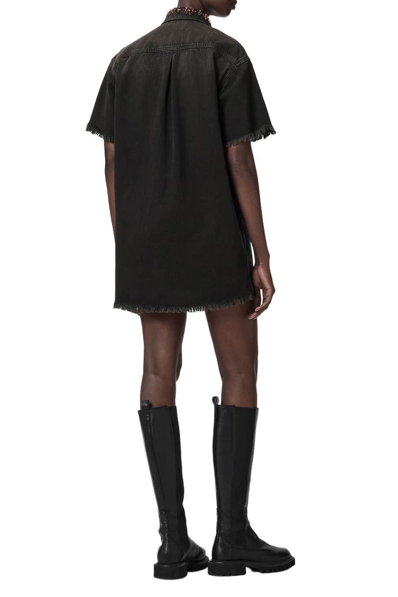Filou Denim Minidress, Alternate, color, OVERDYED BROWN