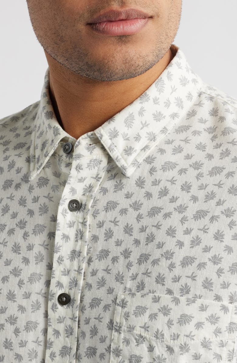 Rails Carson Short Sleeve Stretch Linen Blend Button-Up Shirt, Alternate, color, Nervous Leaf White
