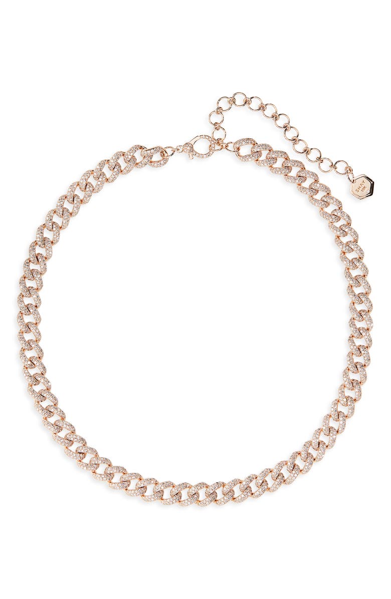 SHAY Medium Pavé Diamond Link Necklace, Main, color, Rose Gold