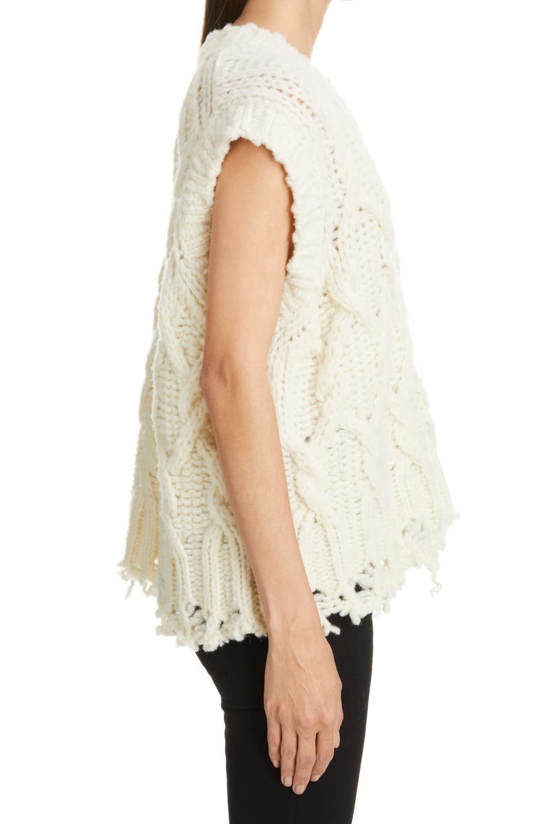Acne Studios Kandren Chunky Cable Distressed Wool Blend Sweater Vest, Alternate, color, 