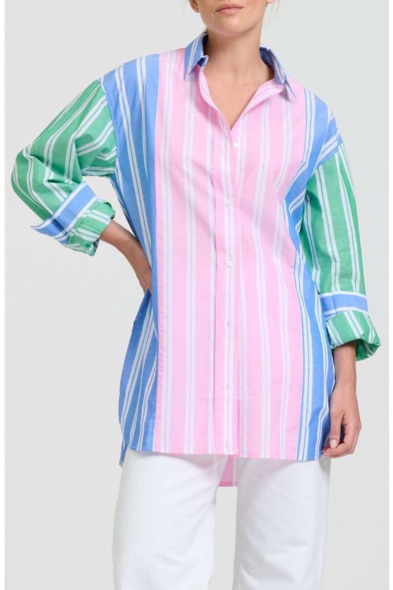 Print Stripe Boyfriend Shirt, Main, color, STRIPE COMBO