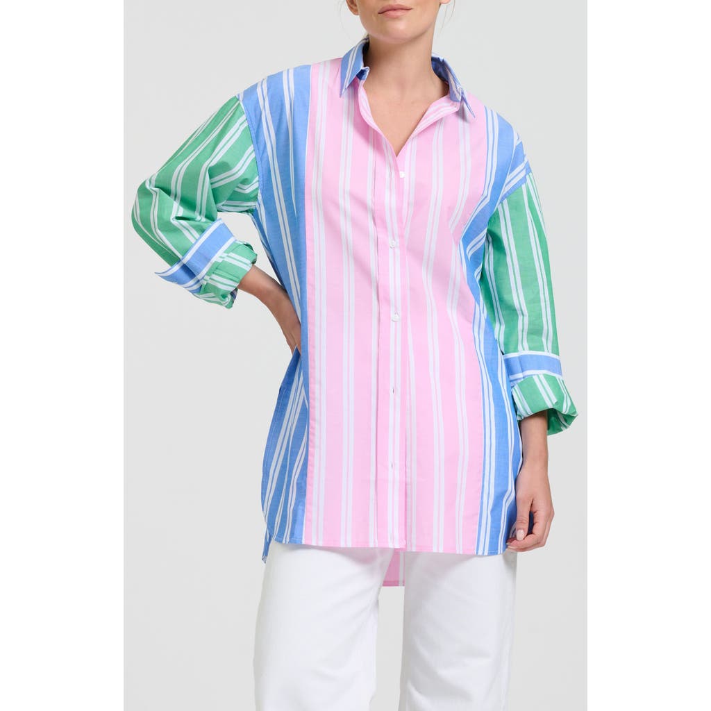 Shirty Print Stripe Boyfriend Shirt In Multi