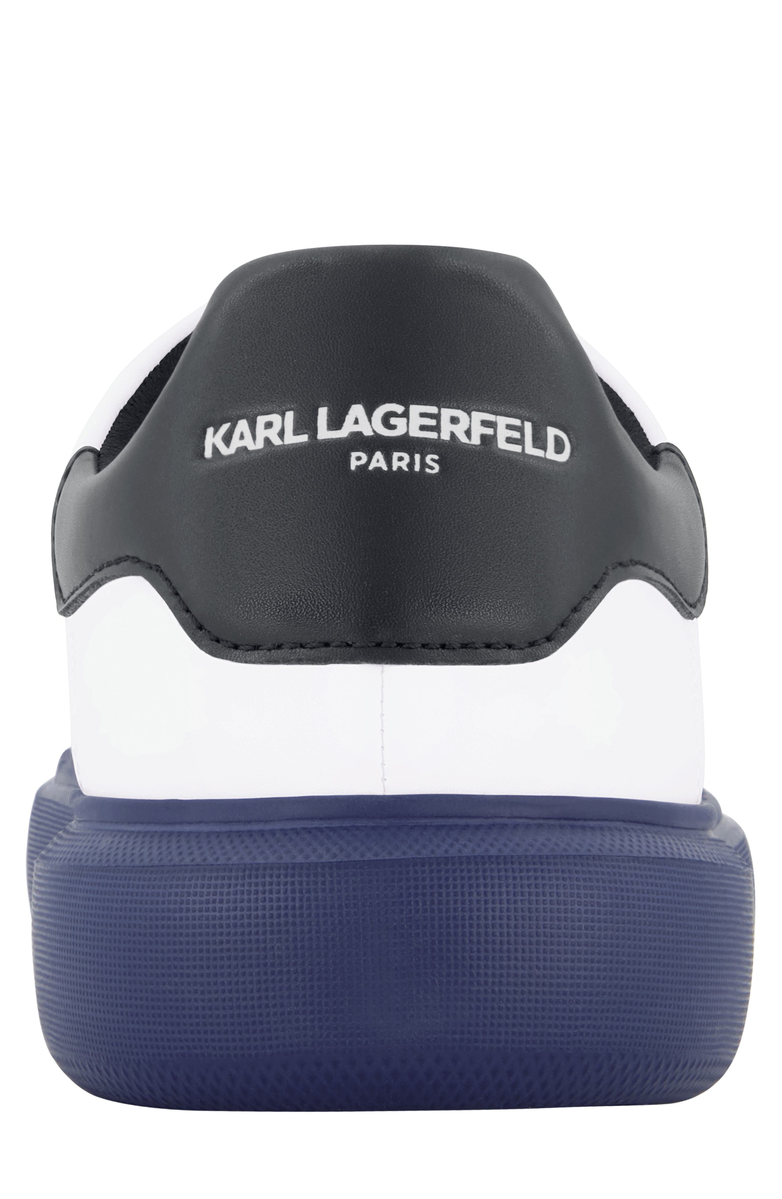KARL LAGERFELD PARIS Embroidered Signature Sneaker, Alternate, color, White/ Blue