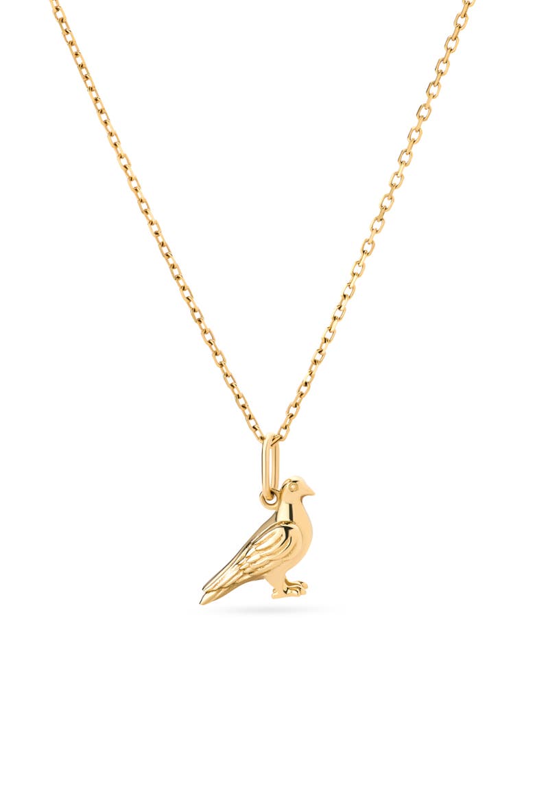 Solid Yellow Gold - Pigeon Charm Necklace, Main, color, Gold