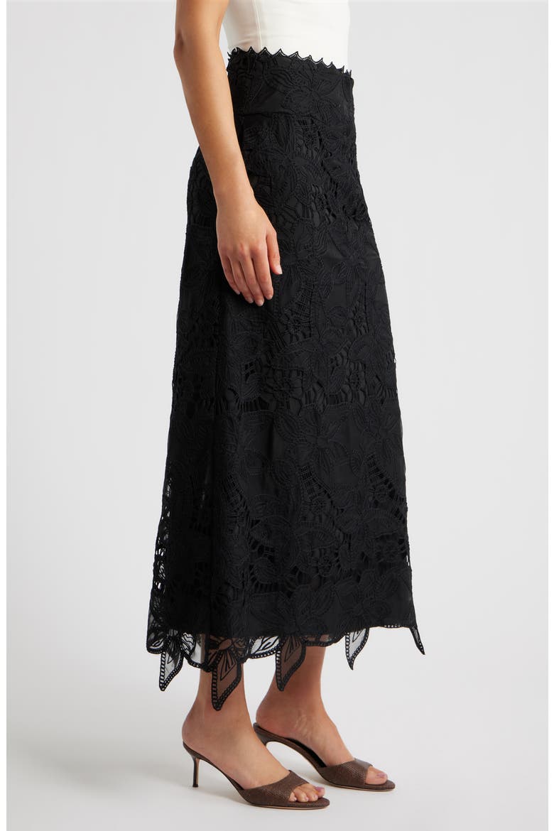 Lori Lace Midi Skirt, Alternate, color, BLACK