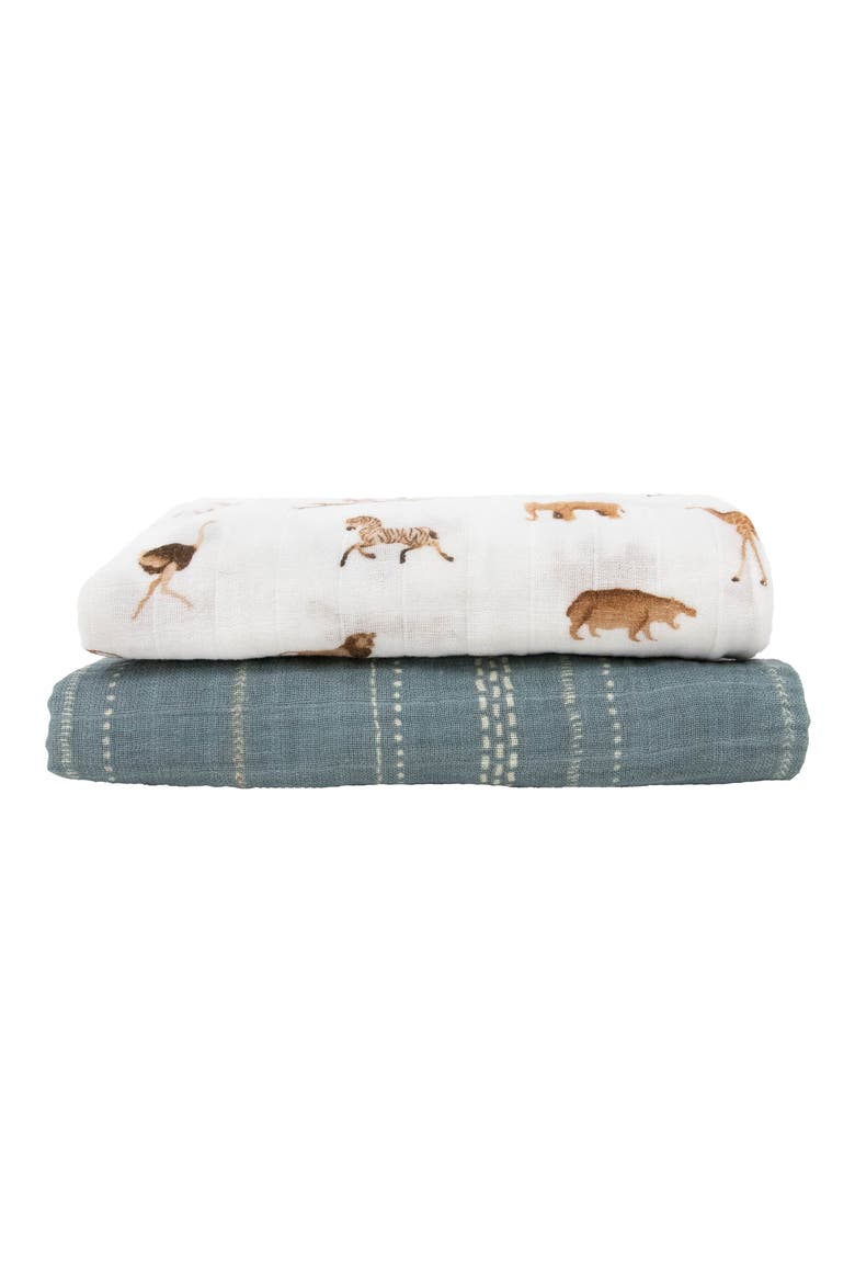 2-Pack Organic Cotton Muslin Swaddle Blanket, Alternate, color, ANIMAL CRACKERS
