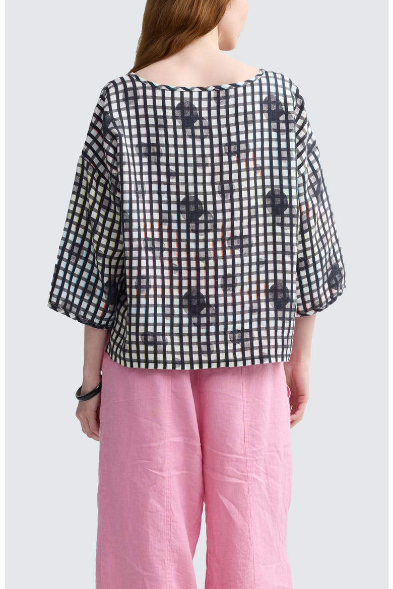 Lunelle Neon Print Linen Boxy Blouse, Alternate, color, Neon Black