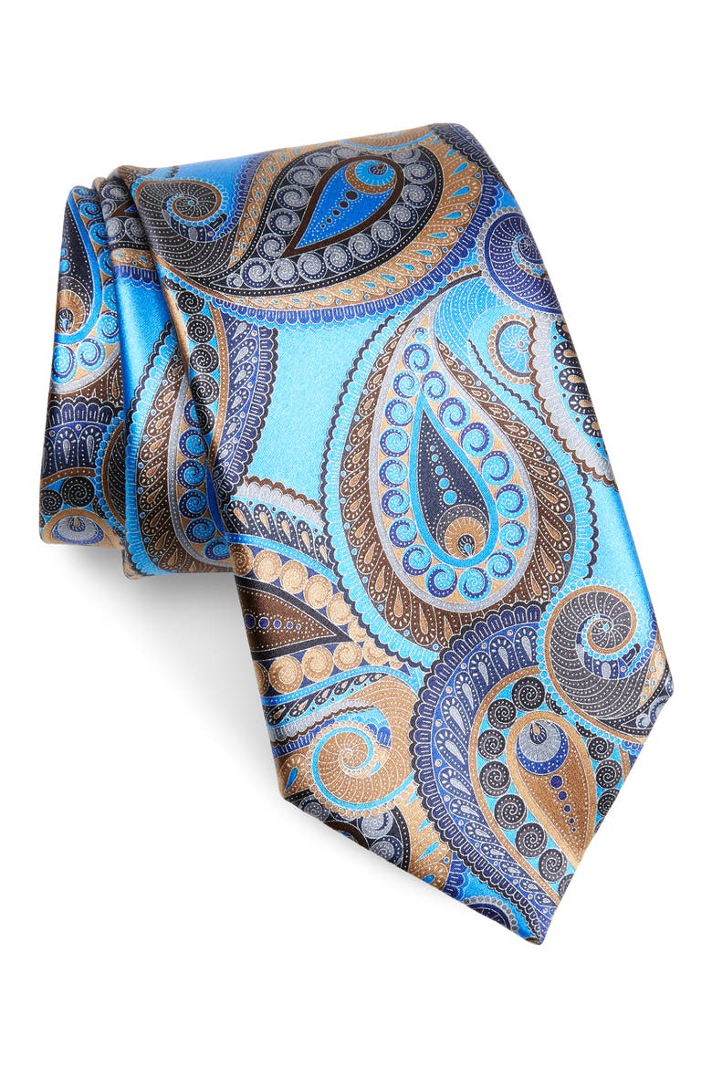 Paisley Silk Tie, Main, color, BLUE