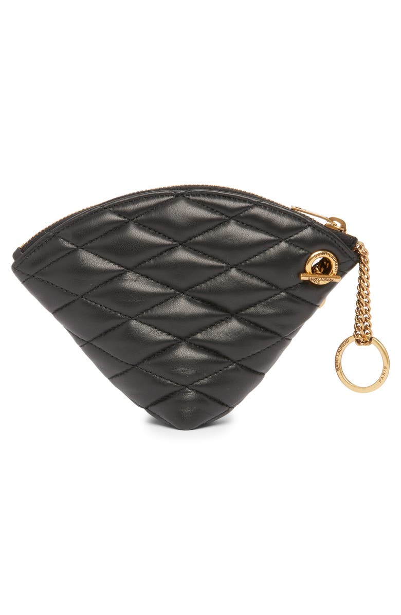 Saint Laurent Sade Quilted Leather Triangle Coin Purse, Alternate, color,