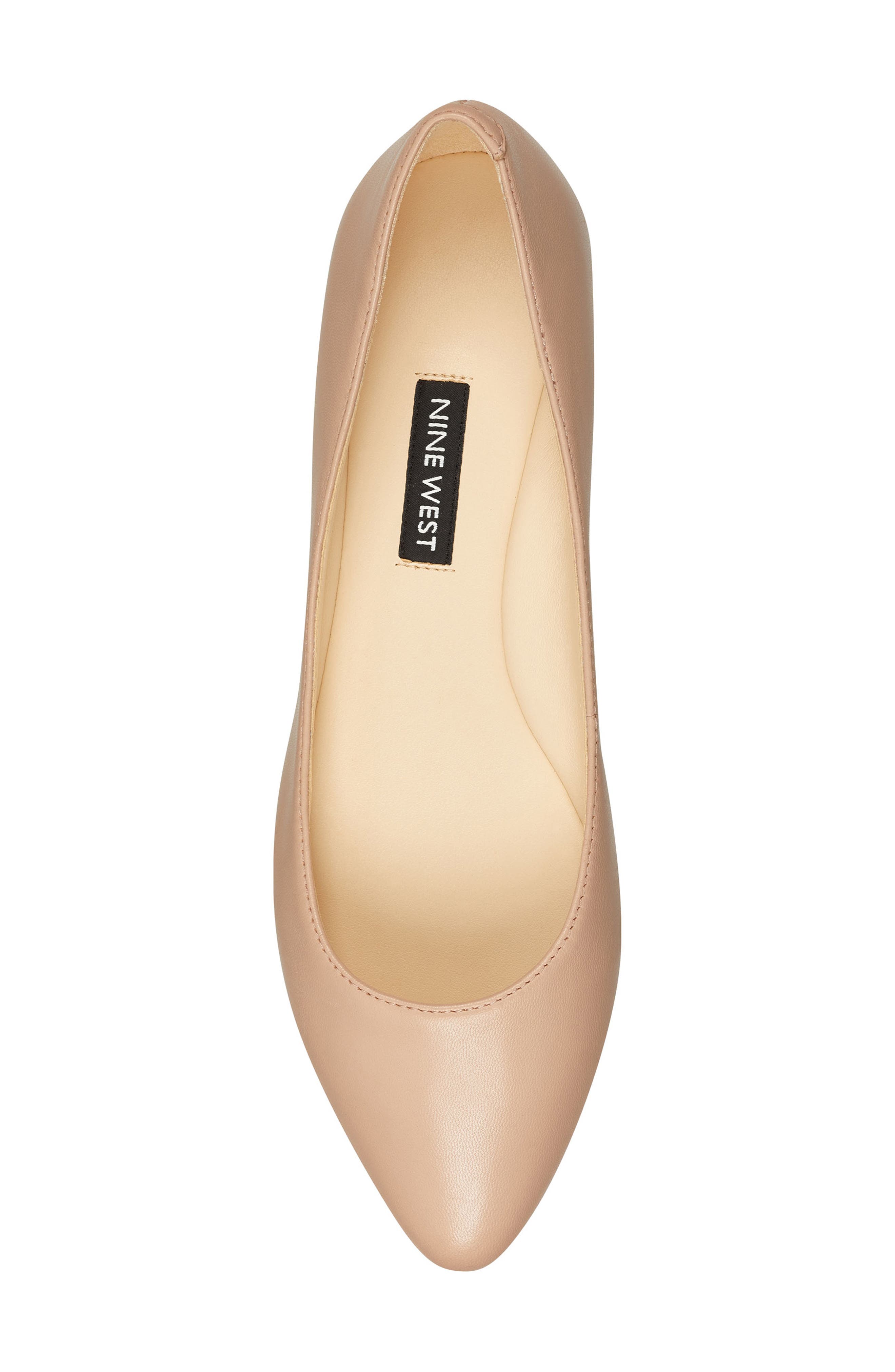 Nine West Speak Up Pointed Toe Flat, Alternate, color, Nude Leather