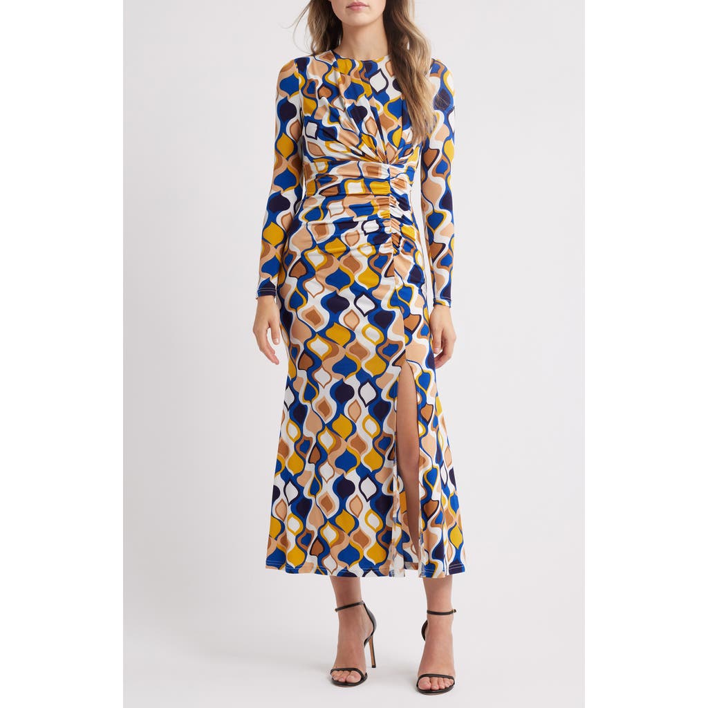 NIKKI LUND Astrid Geo Print Long Sleeve Maxi Dress in Yellow Multi  product