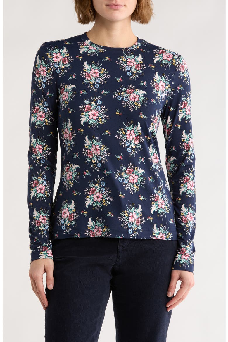 Floral Long Sleeve Jersey Top, Main, color, NAVY