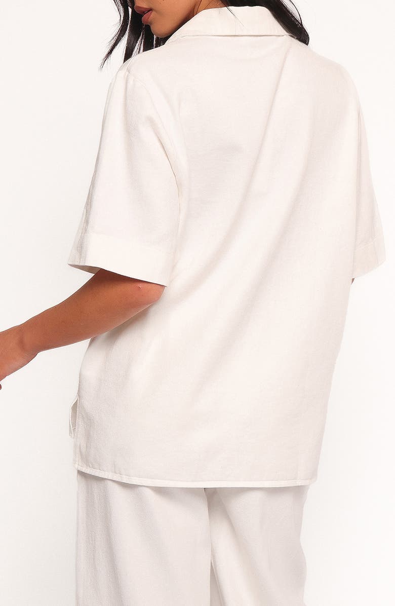 Petal & Pup Odelia Short Sleeve Denim Button-Up Shirt, Alternate, color, Off White