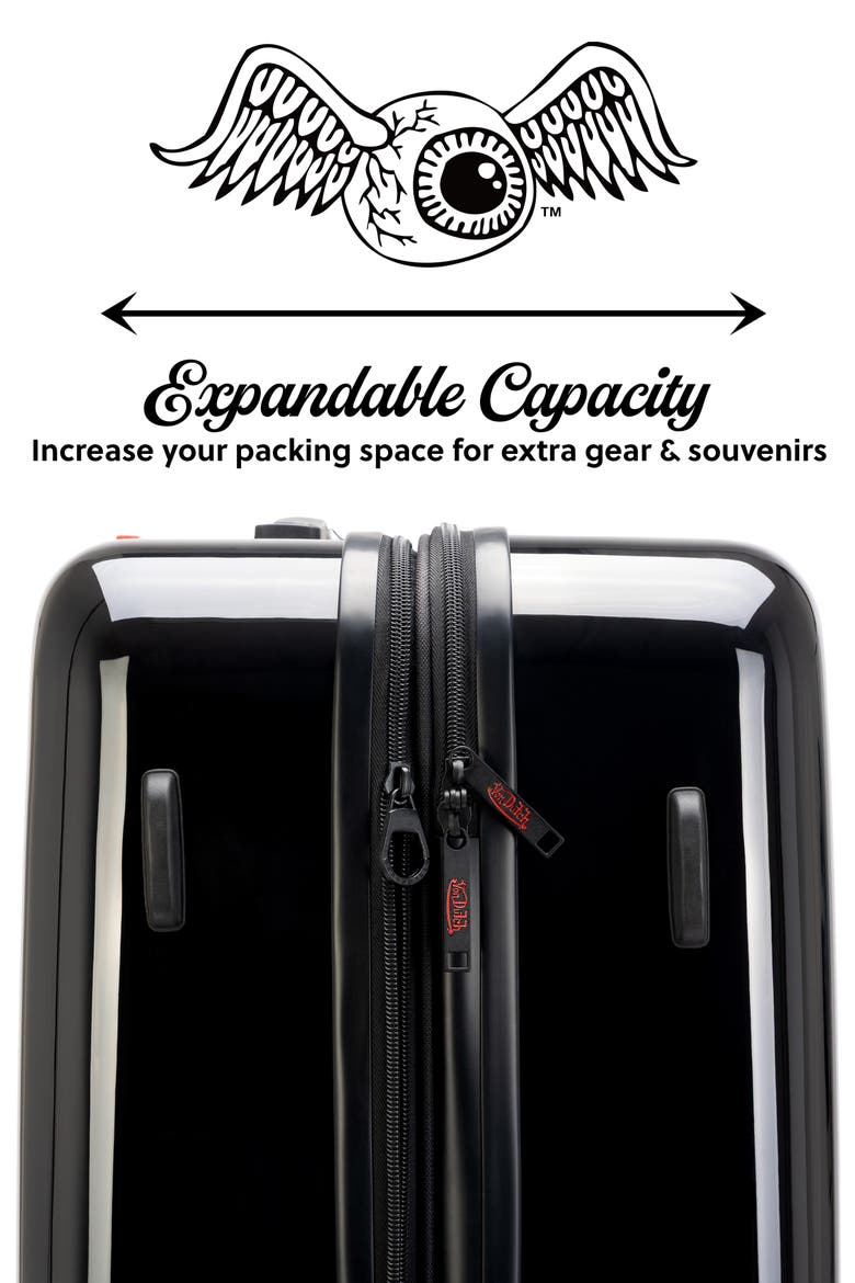 Kustom Kulture 3-Piece Expandable Hardside Spinner Luggage Set, Alternate, color, Black Eyeflight