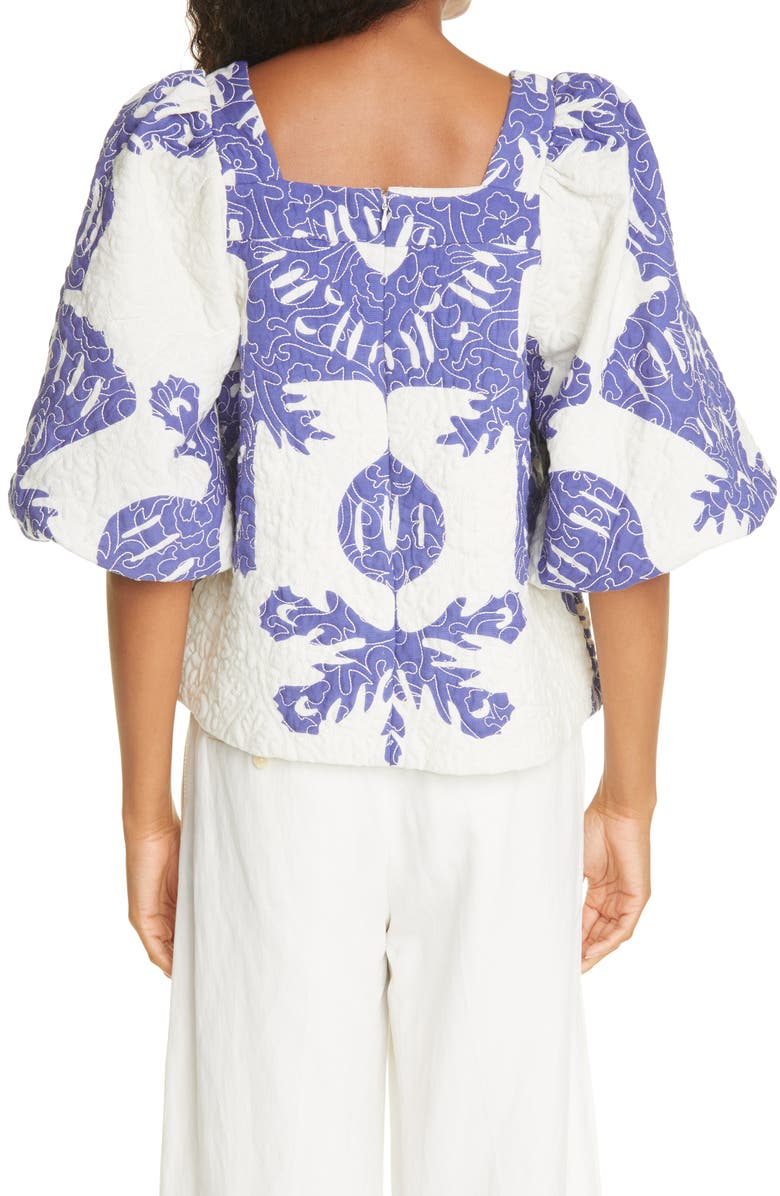 Sea Henrietta Print Puff Sleeve Top, Alternate, color, 