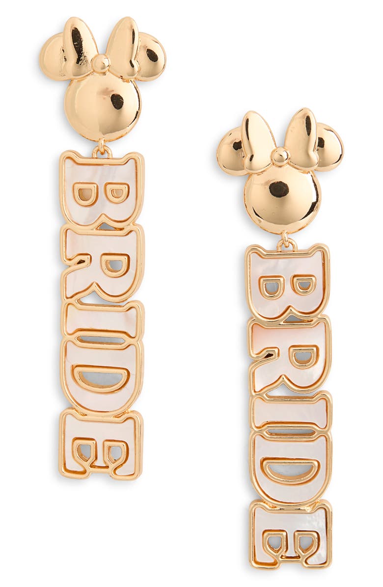 BaubleBar Minnie Mouse Bride Drop Earrings, Main, color, 