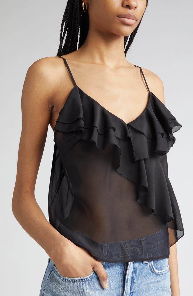 L'AGENCE Erika Ruffle Silk Camisole, Alternate, color, 
