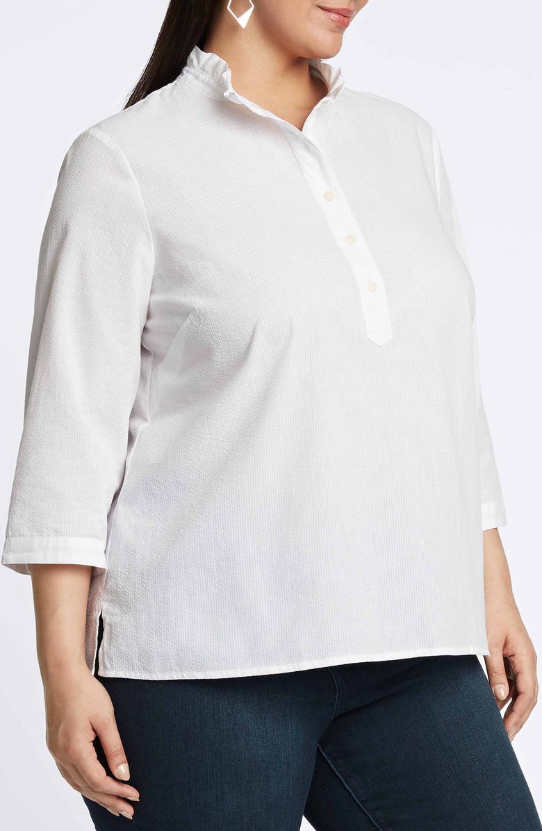 Foxcroft Mia Cotton Blend Seersucker Popover Top, Alternate, color,