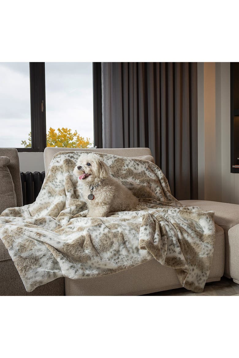 Faux Fur Throw - 50" x 60" - Snow Leopard, Alternate, color, SNOW LEOPARD