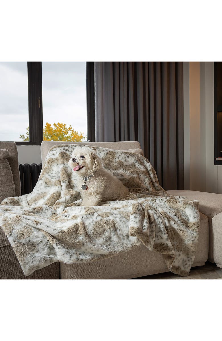 LUXE Faux Fur Throw - 50" x 60" - Snow Leopard, Alternate, color,