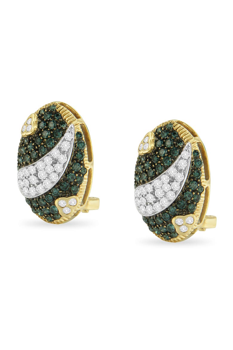 14K Yellow Gold 2-1/10 Cttw Diamond Oval Omega Back Stud Earring, Alternate, color, Yellow