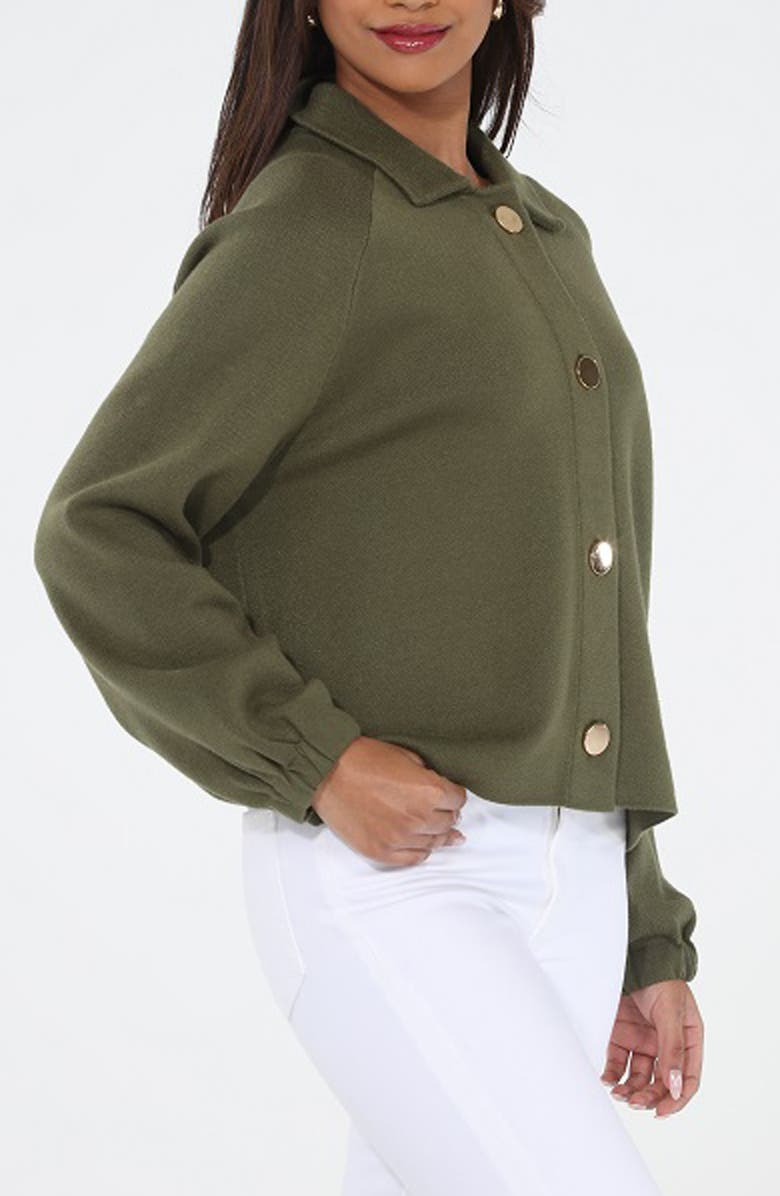 RAIN AND ROSE Button Front Jacket, Alternate, color, Green