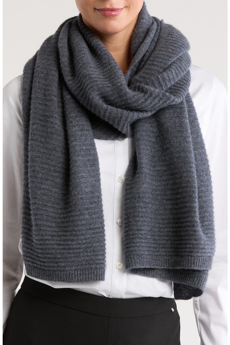 Cashmere Rib Scarf, Main, color, GREY MEDIUM CHARCOAL HEATHER