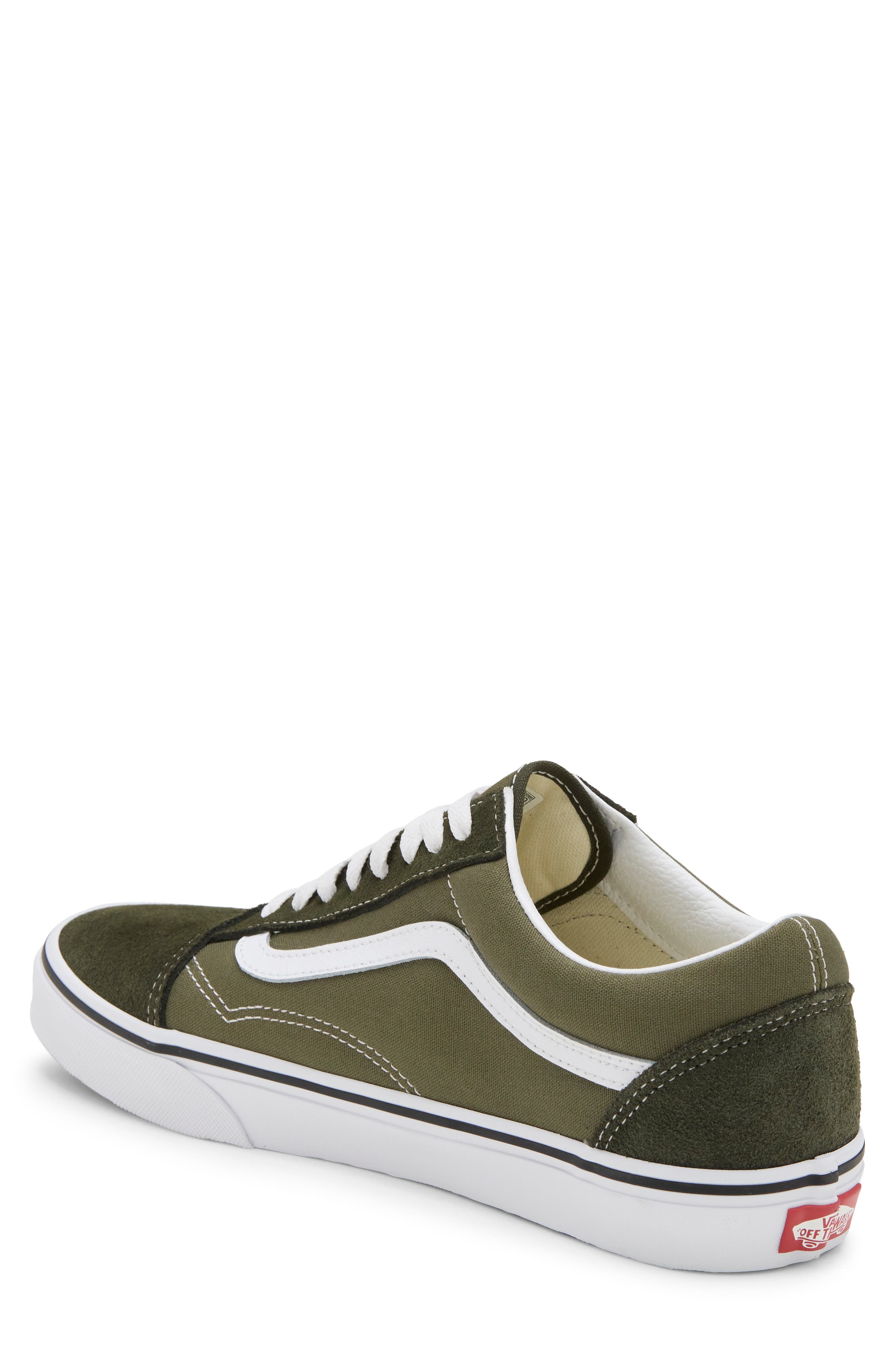 Old Skool Leather Sneaker, Alternate, color, OBSIDIAN FERN