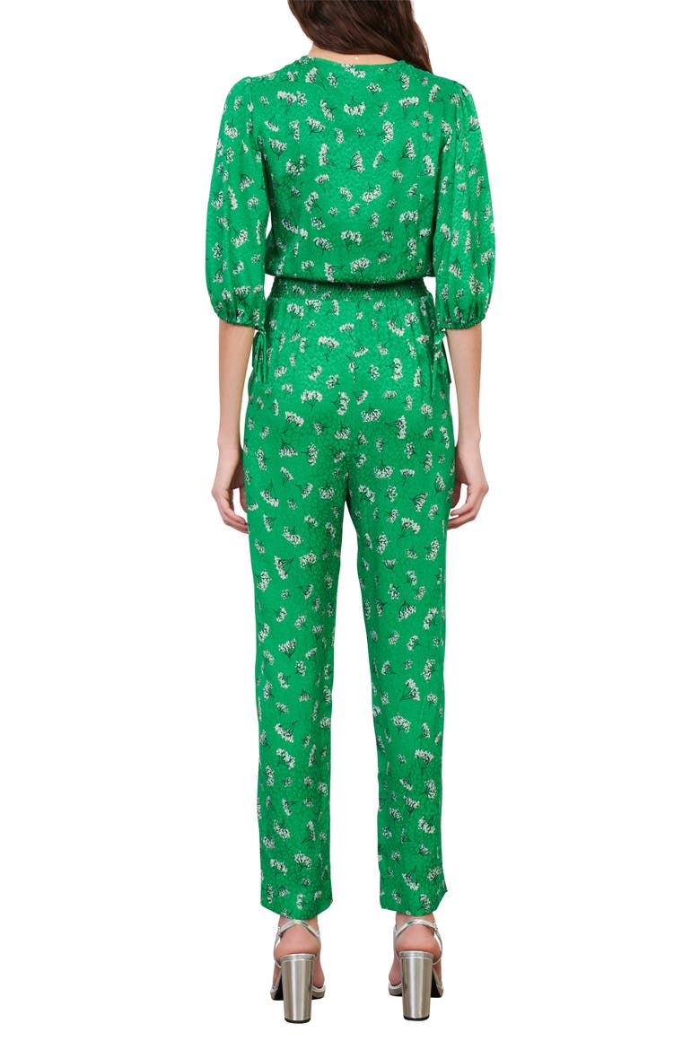 Floral Elbow-Sleeve Woven Jumpsuit, Alternate, color, GREEN/ WHITE