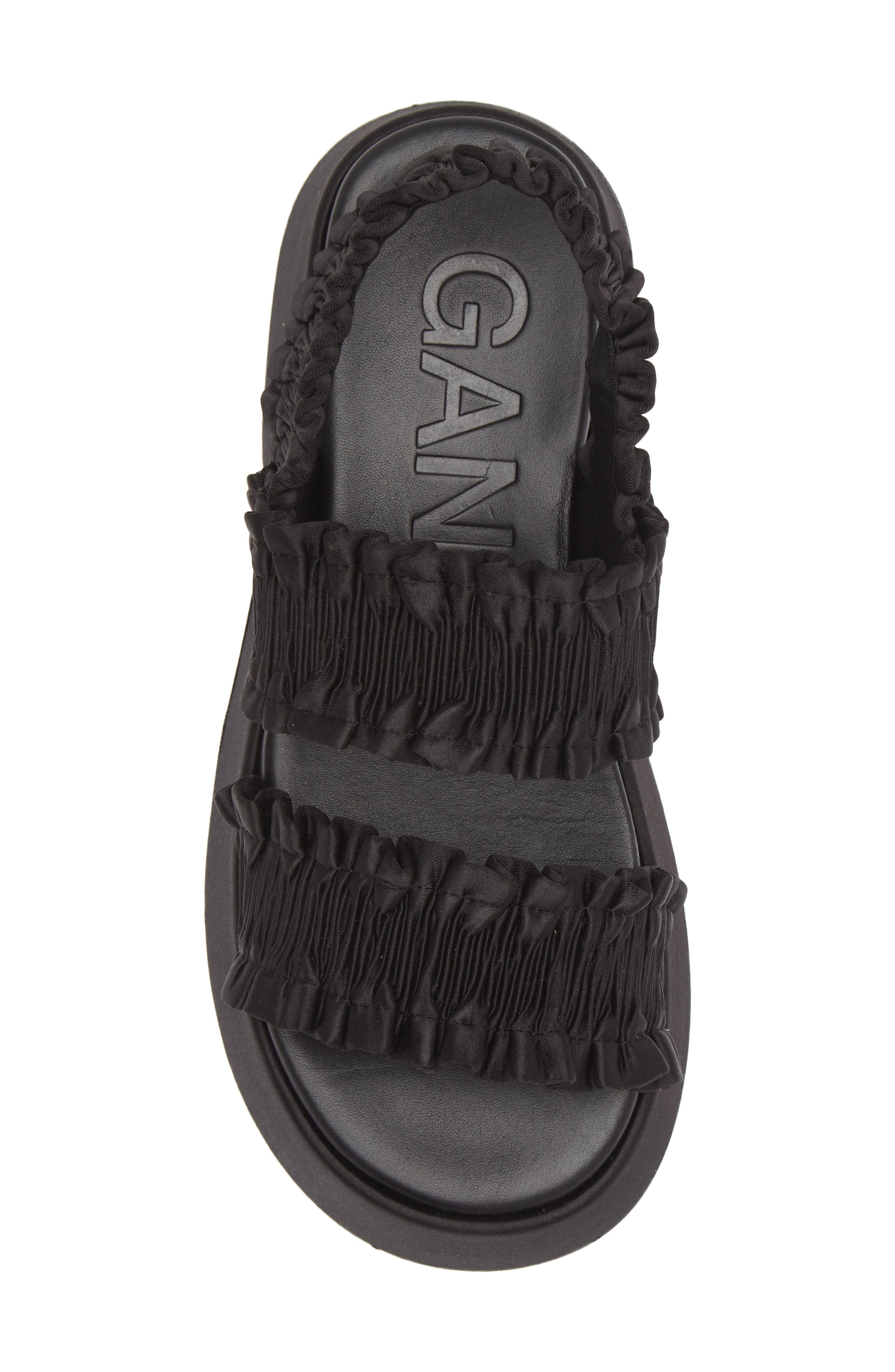 Ganni Smocked Slingback Platform Sandal, Alternate, color, 