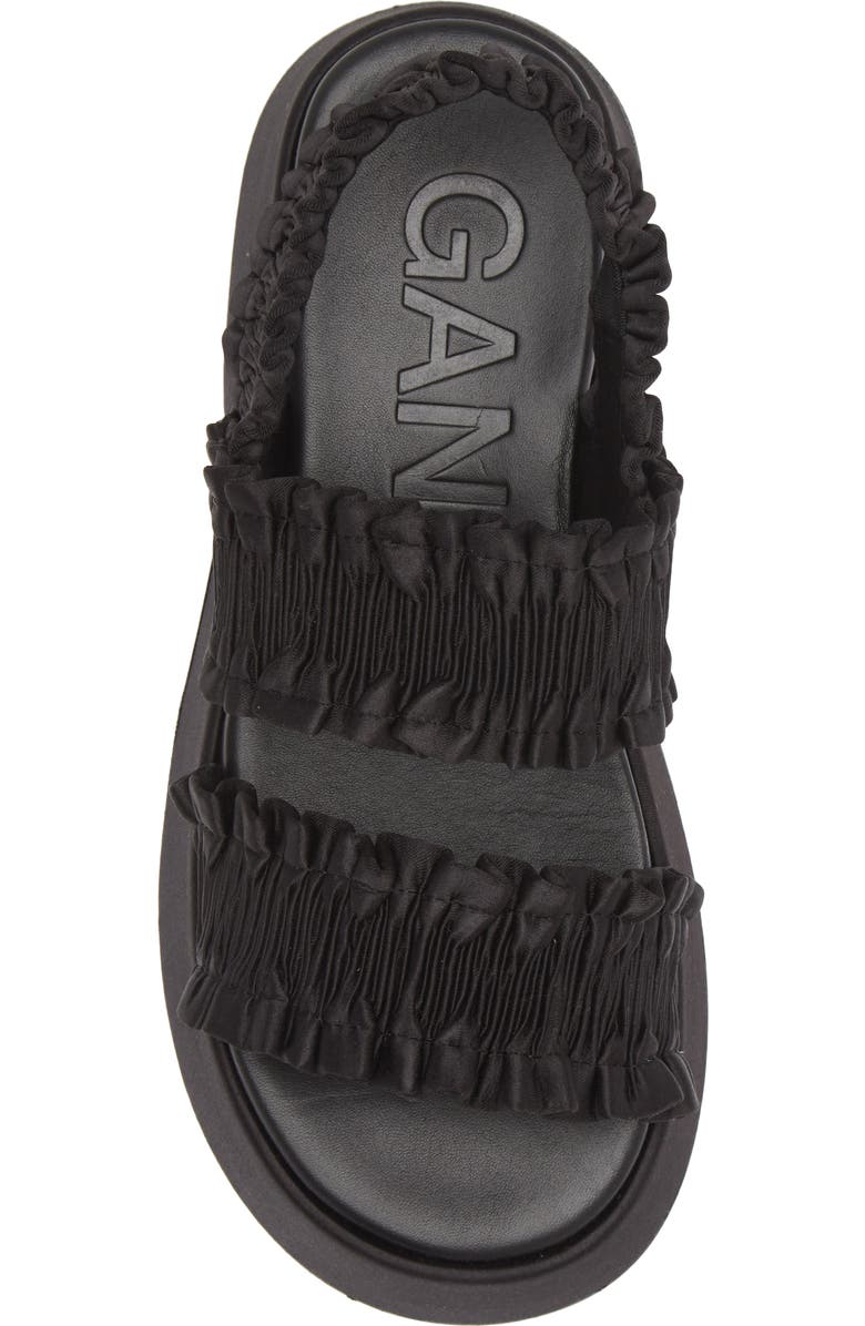 Ganni Smocked Slingback Platform Sandal, Alternate, color,