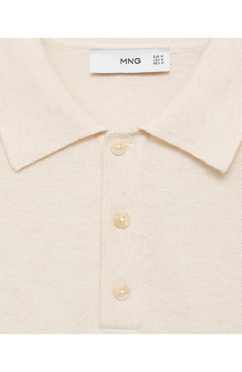 Mango Slim Fit Polo In Ivory White