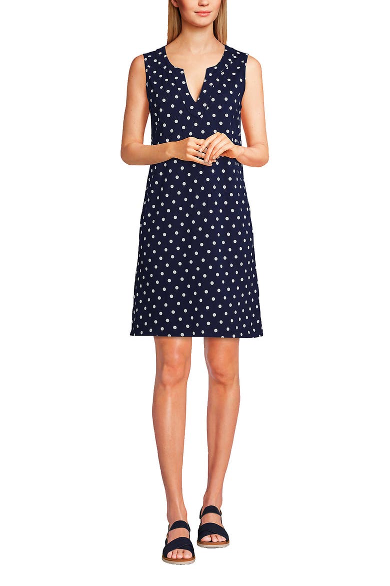 Long Cotton Jersey Sleeveless Swim Cover-up Dress Print, Alternate, color, Deep Sea Polka Dot