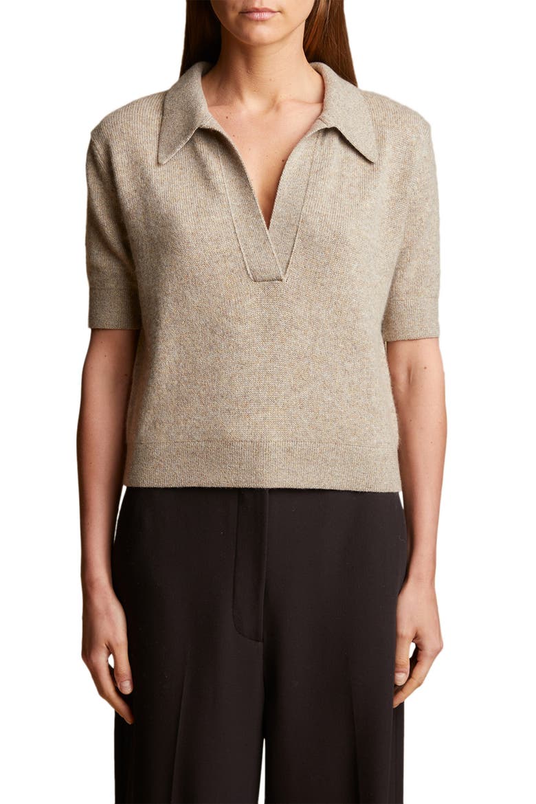 Shrunken Jo Cashmere Polo Sweater, Main, color, SEPIA