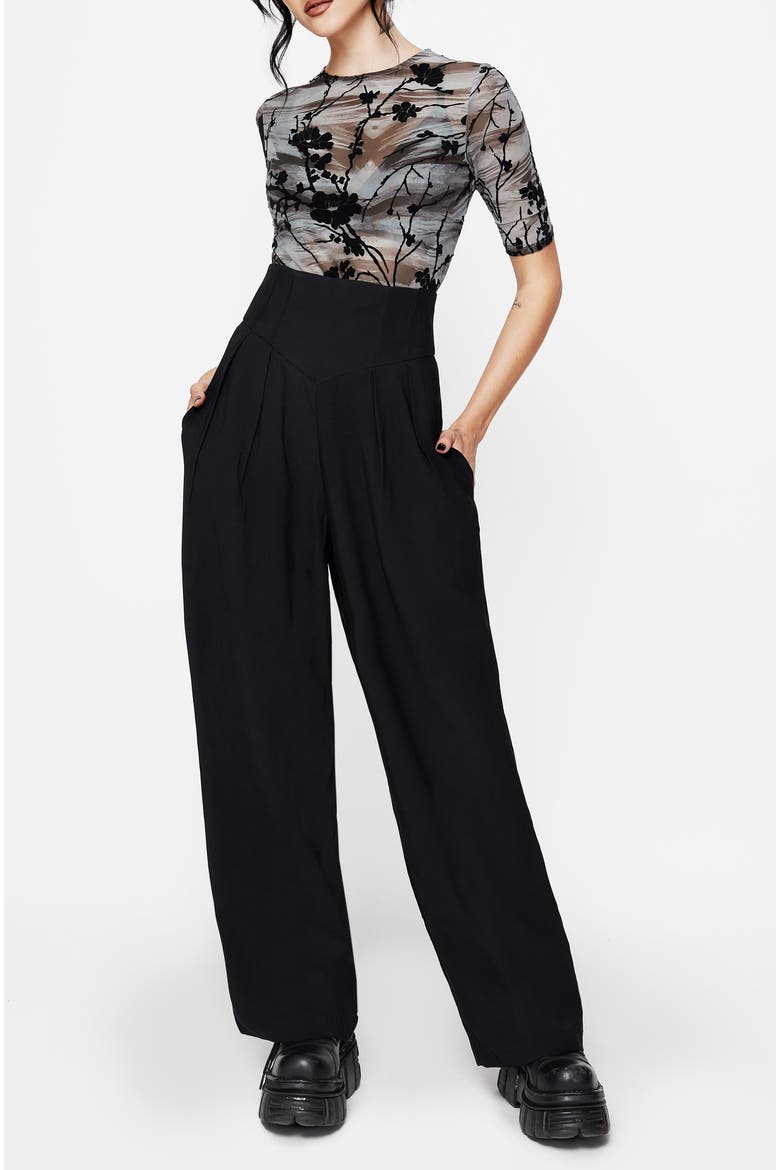 Brenna Corset Wide Leg Trouser, Alternate, color, Black