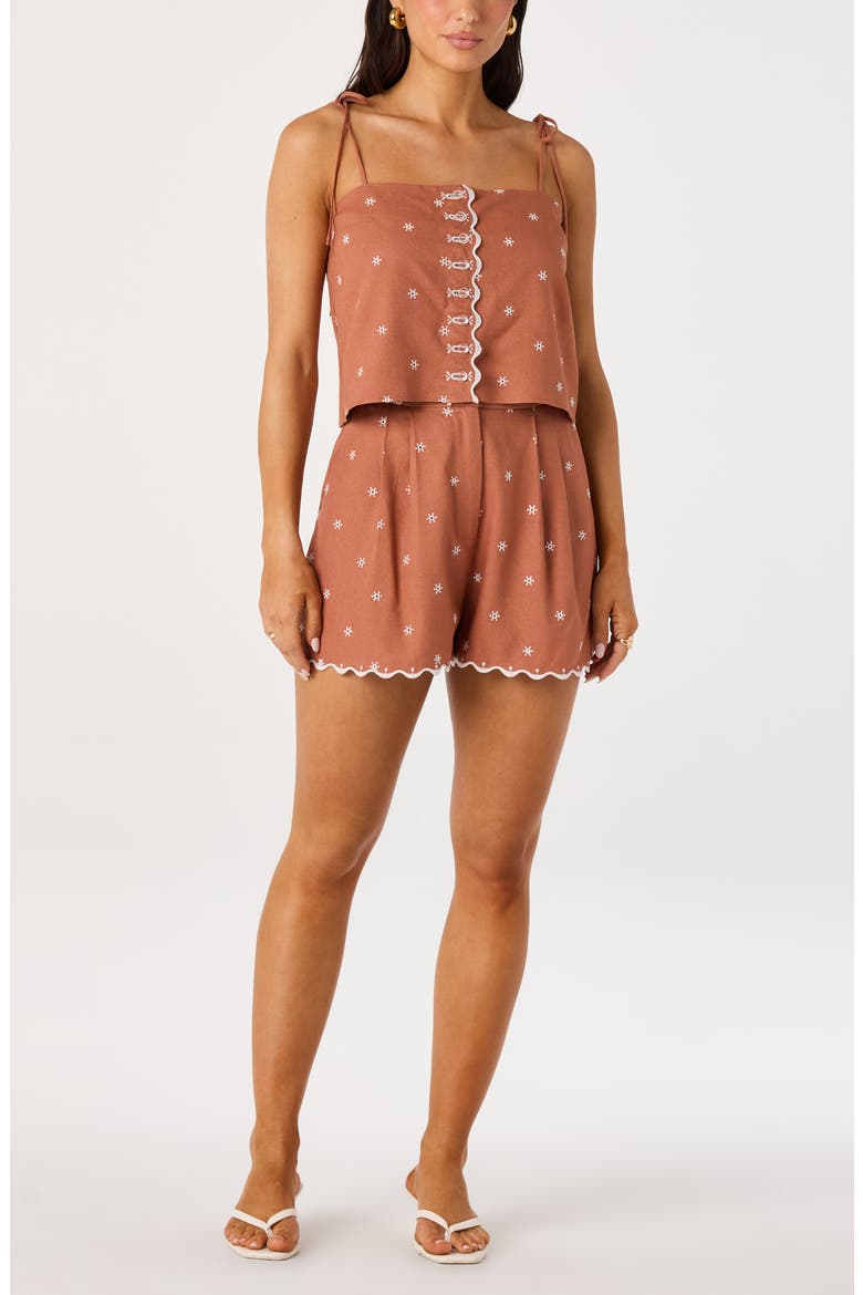 Justina Embroidered Shorts, Alternate, color, SIENNA