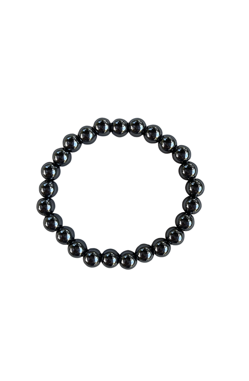 Humanist Beauty Crystal Healing Beaded Bracelet In Hematite
