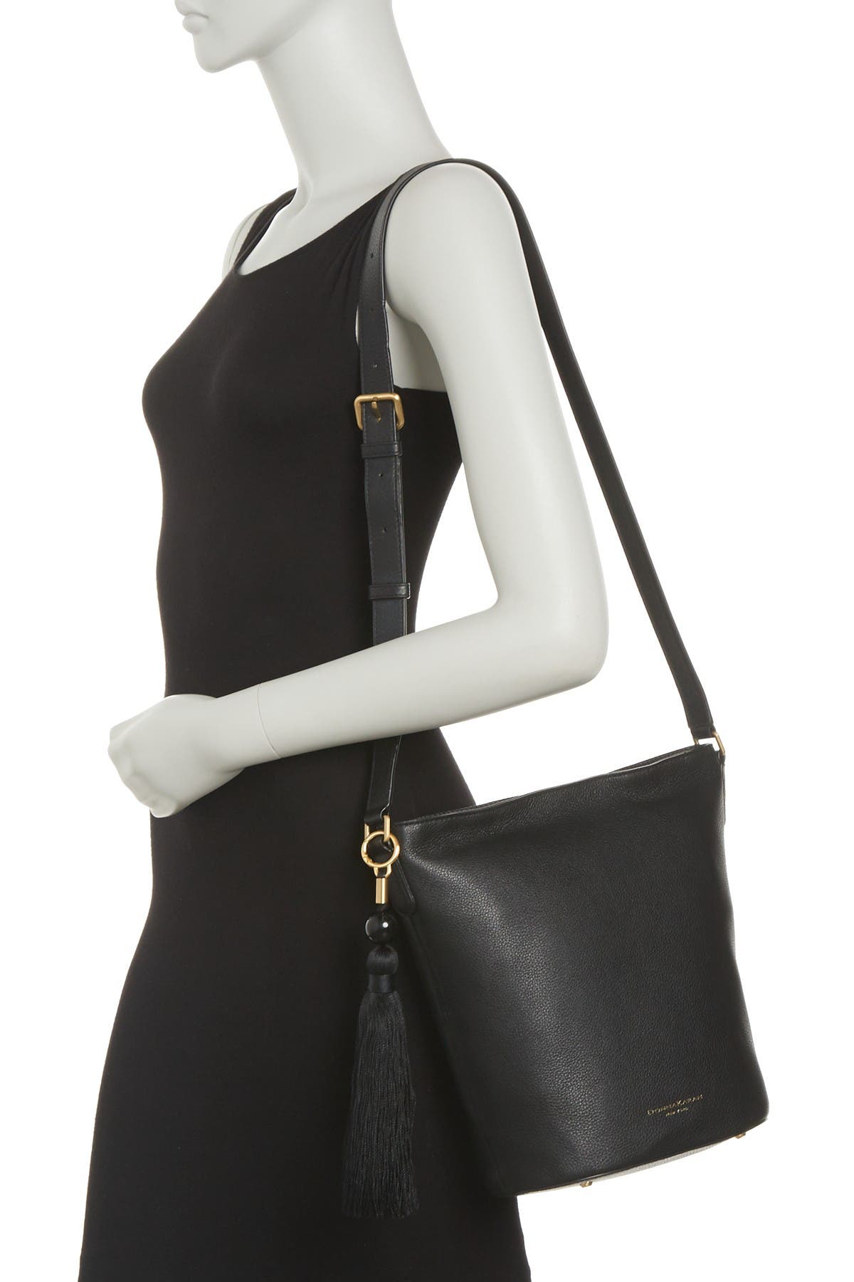 Donna Karan New York Raz Leather Bucket Crossbody Bag, Alternate, color, 