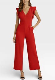 RACHEL Rachel Roy Kate Ruffle Sleeve V-Neck Jumpsuit