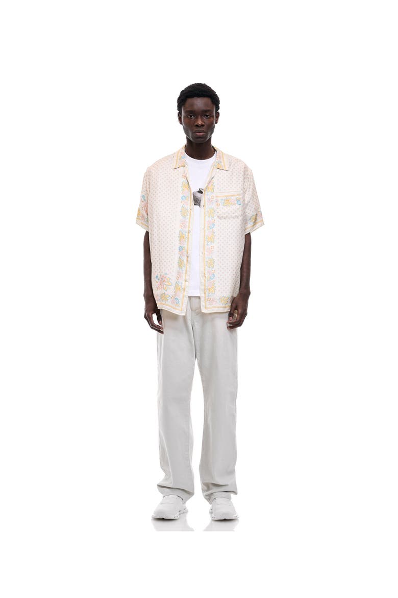 Short Sleeve Silk Scarf Shirt, Alternate, color, Ivory
