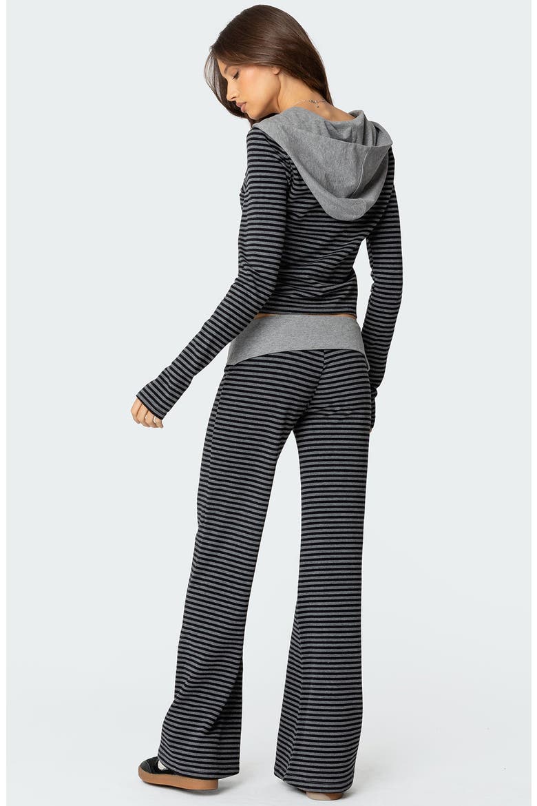 Meggy Colorblock Stripe Zip Hoodie, Alternate, color, BLACK-AND-GRAY