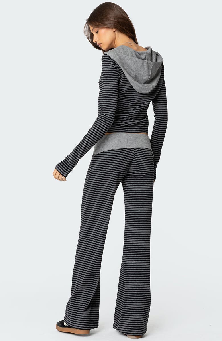 EDIKTED Meggy Colorblock Stripe Zip Hoodie, Alternate, color, Black-And-Gray