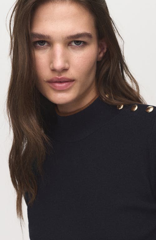 Mango Perkins Stripe Mock Neck Sweater In Blue